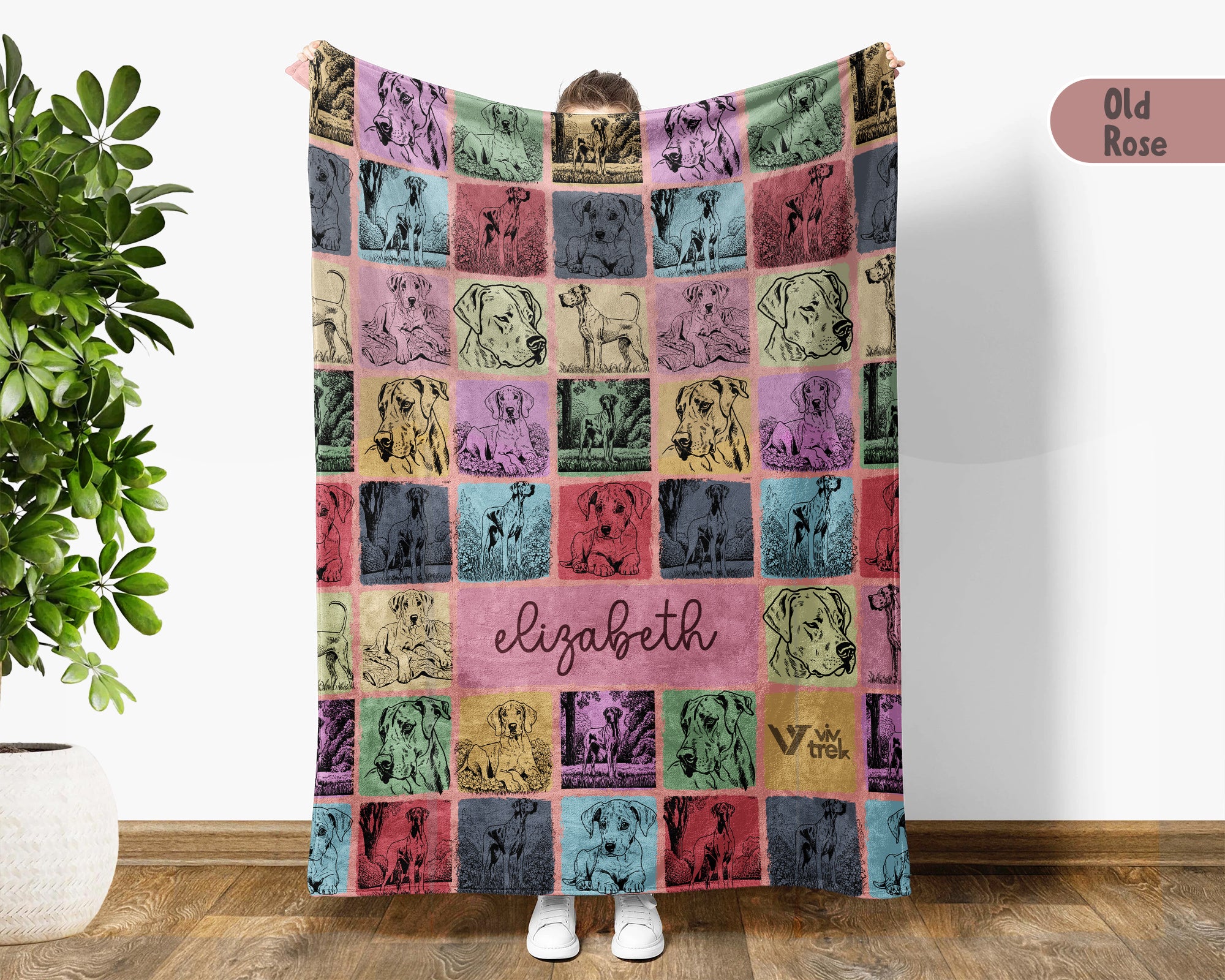 Personalized Great Dane Blanket – Custom Name Cozy Retro Dog Lover Throw