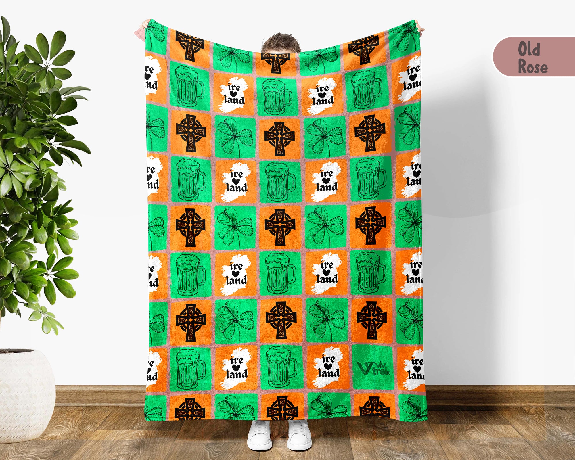 Ireland Heritage Blanket Throw with Celtic Knot Design, Cozy Shamrock Decor, St Patricks Day Irish Gift Blanket
