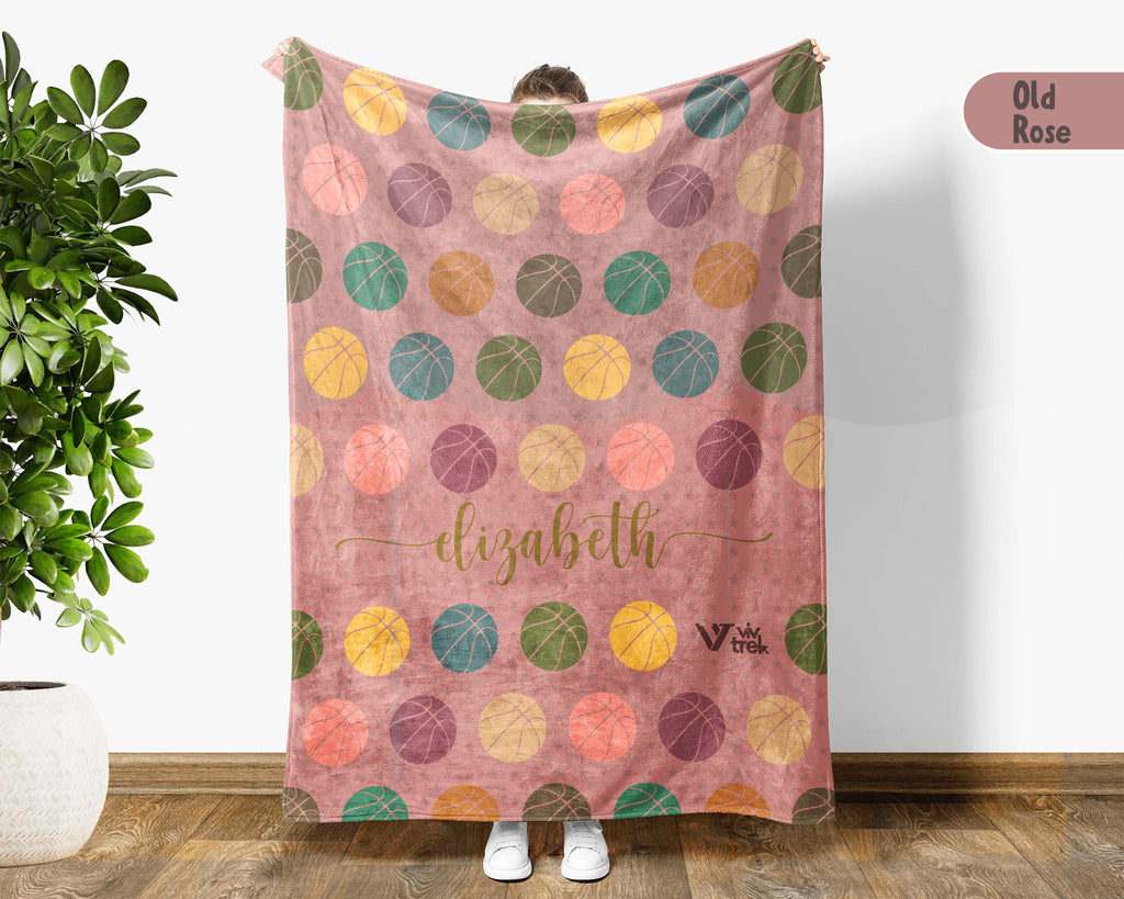 Personalized Basketball Throw – Cozy Custom Name Sports Blanket