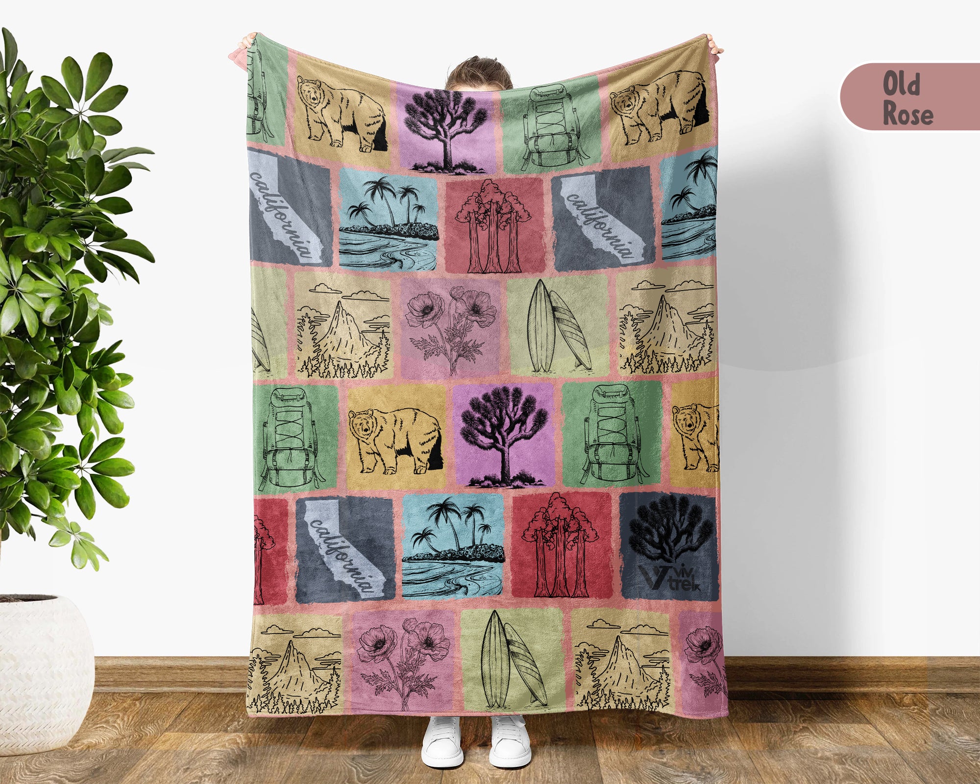 Retro California State Blanket, Patriotic 4th of July Throw, Vintage CA Decor, American Inspired Cozy Gift Blanket