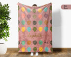 Custom Name Strawberry Blanket, Cozy Retro Fruit Throw for Kids and Adults