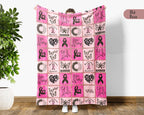 Breast Cancer Awareness Blanket for October, Cozy Pink Ribbon Throw for Patients, Battle Blanket For Caregivers & Family, Meaningful Support Gift