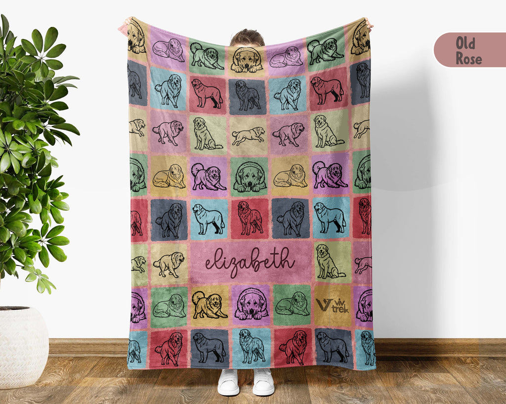 Custom Great Pyrenees Throw Blanket | Personalized Dog Name Gift | Fluffy White Mountain Dog Cozy Home Decor Accent