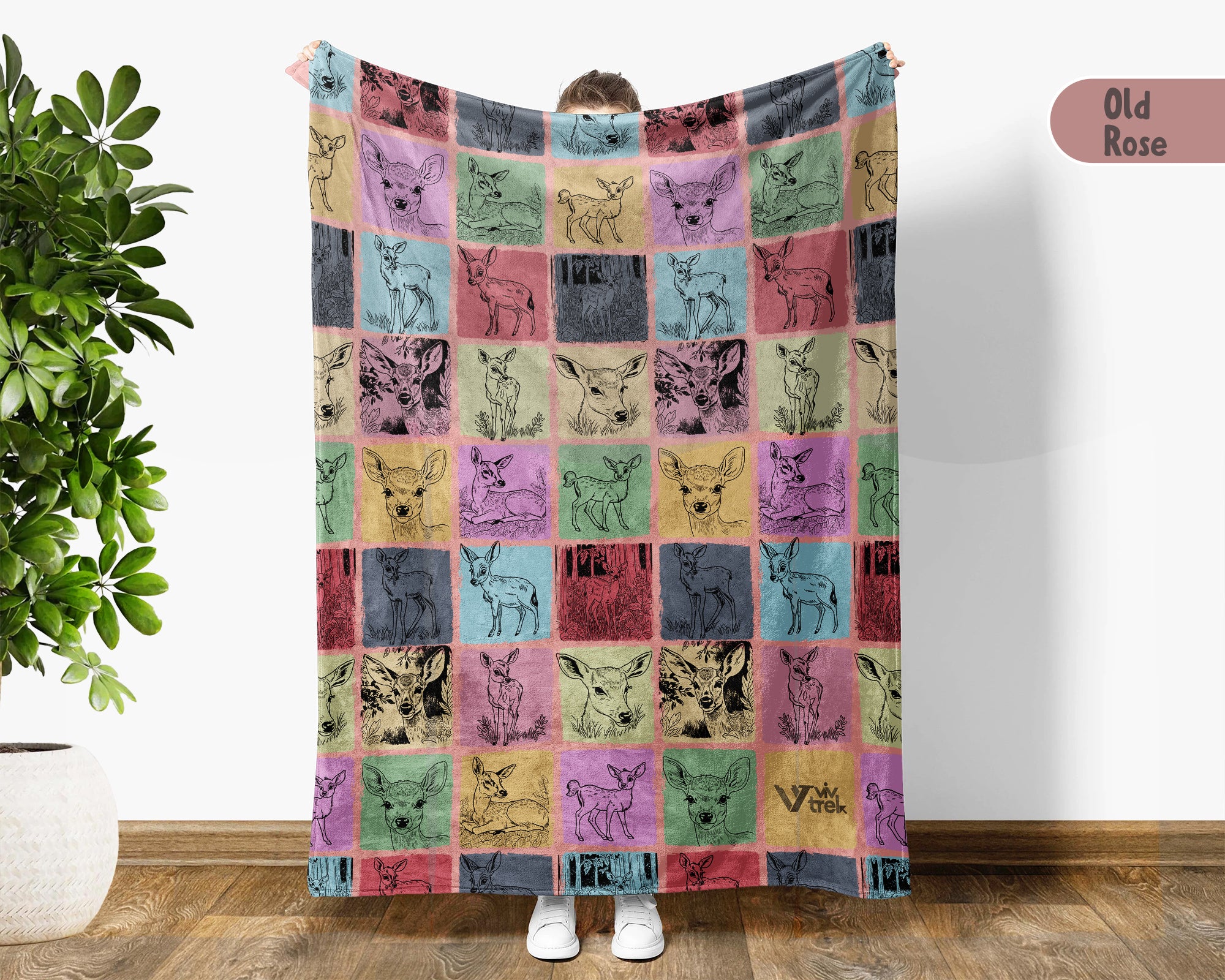 Vintage Baby Deer Blanket, Bambi Inspired Woodland Throw, Cozy Wildlife Animal Blanket, Rustic Nature Gift for Kids Adults Home Decor