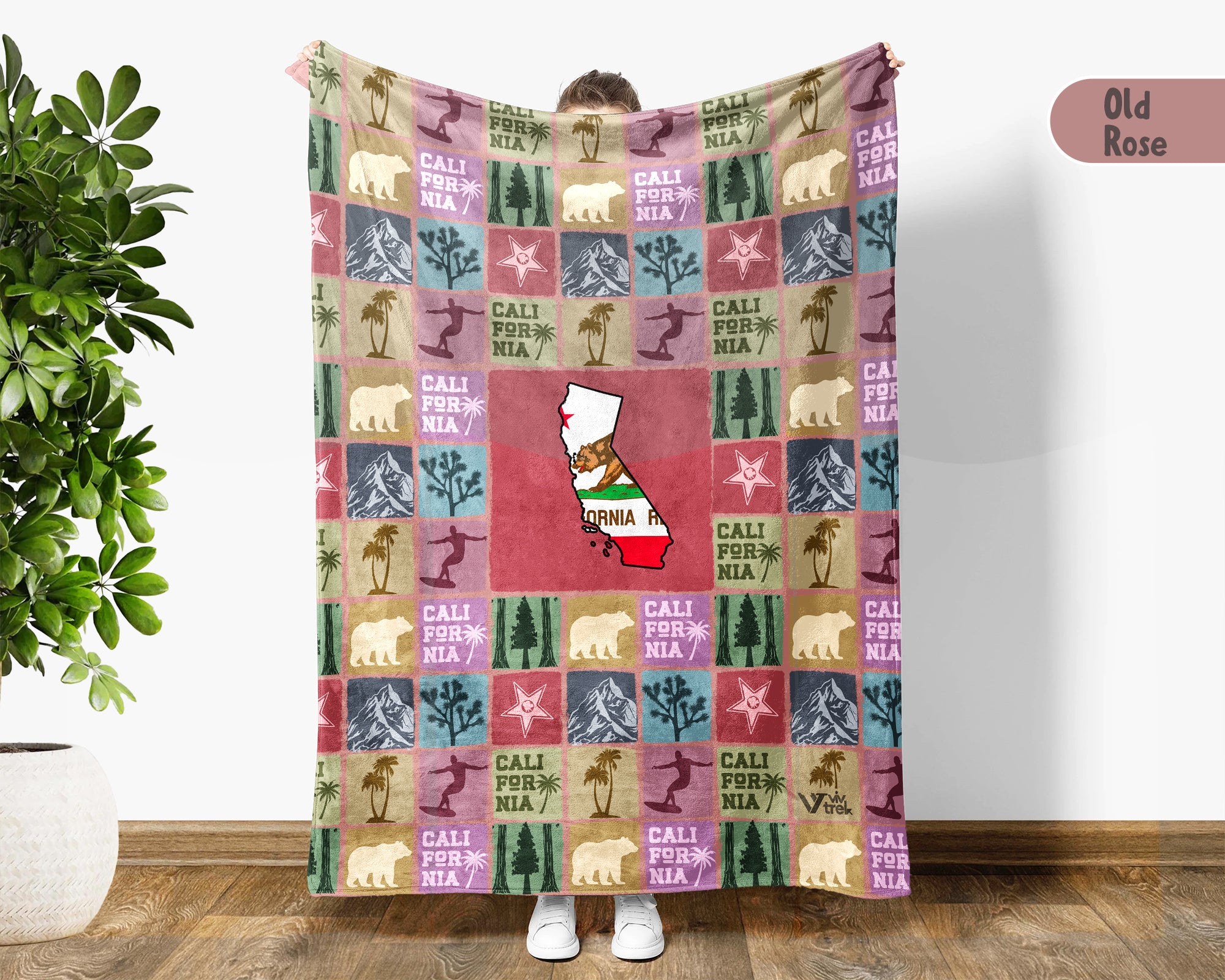 Retro California State Blanket, Patriotic Throw, Vintage CA Decor, American Inspired Cozy Blanket for Home and Sofa