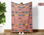 Personalized Dragonfly Throw Custom Name Insect Lover Blanket Retro Winged Bug Design Nature Gift for Her Cozy Home Accent Decor
