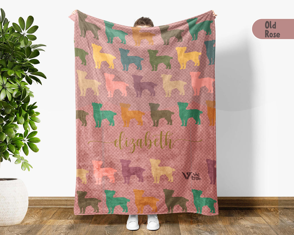 Custom Name Retro Maltese Blanket, Personalized Puppy Throw for Dog Lover Bedroom Decor and Cozy Pet Gift Ideas
