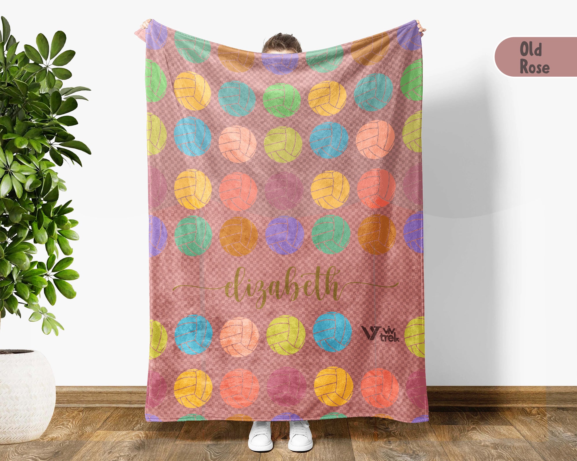 Personalized Volleyball Lover Blanket Custom Name Vintage Sports Throw Cozy Fleece Athlete Gift Soft Home Decor Accent Piece