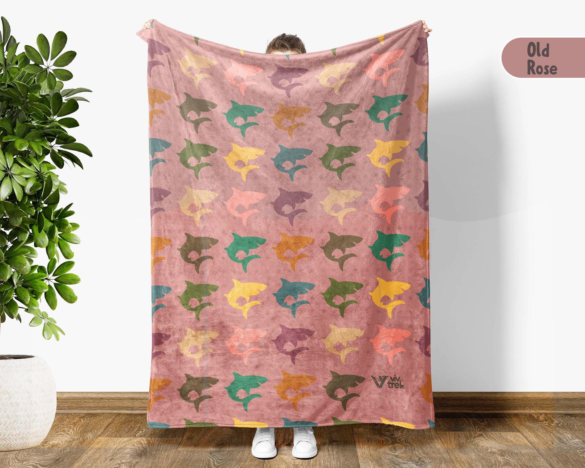 Retro Shark Blanket – Cozy Ocean Throw for Shark Lovers