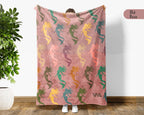 Mermaid Throw Blanket for Girls, Fantasy Ocean Cozy Blanket, Underwater Theme Kids Blanket, Cute Magical Gift for Bedroom