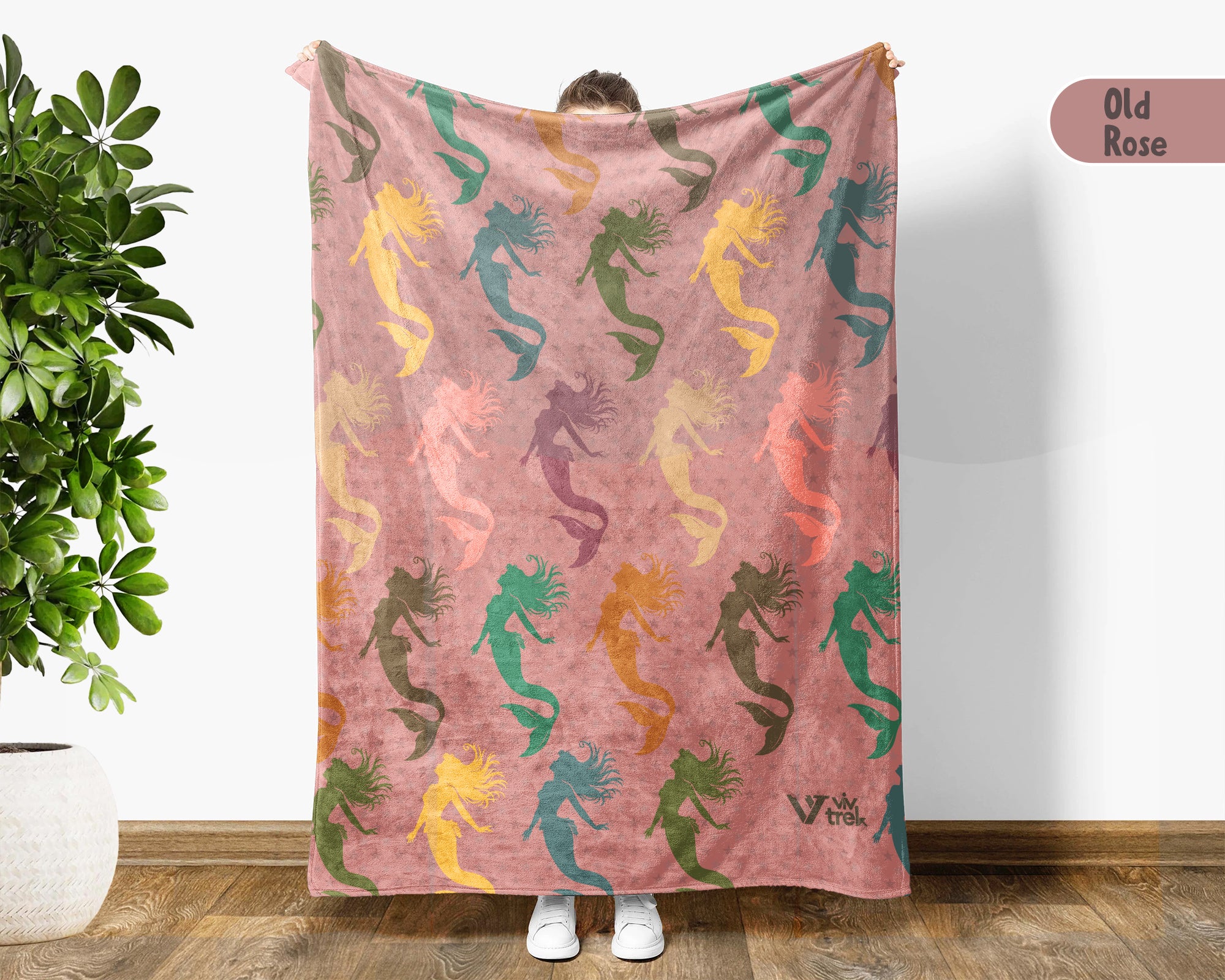 Mermaid Throw Blanket for Girls, Fantasy Ocean Cozy Blanket, Underwater Theme Kids Blanket, Cute Magical Gift for Bedroom