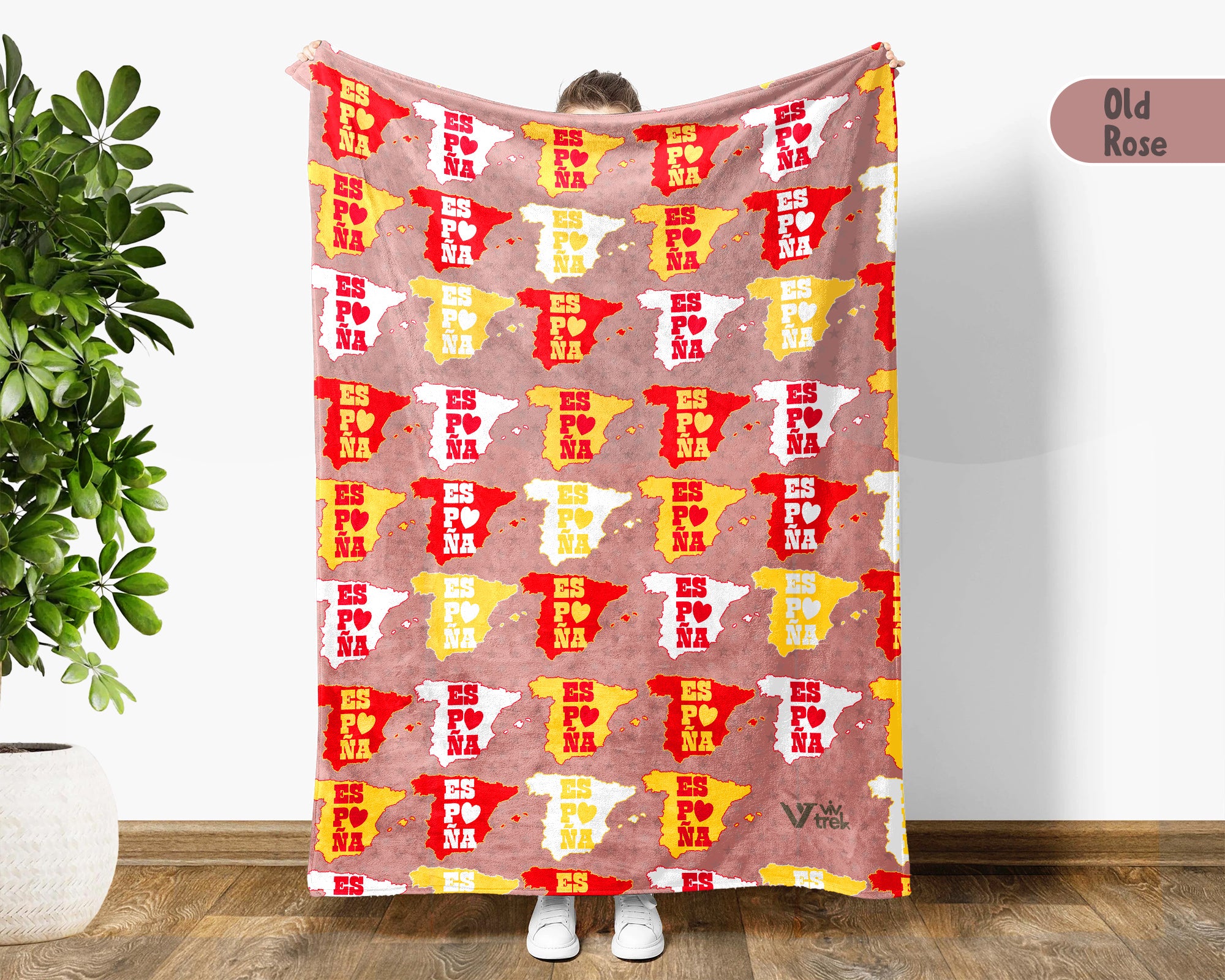 Retro Spain Blanket Throw with España Flag Design, Cozy Barcelona Madrid Inspired Decor, Europe Travel Lover Gift Blanket