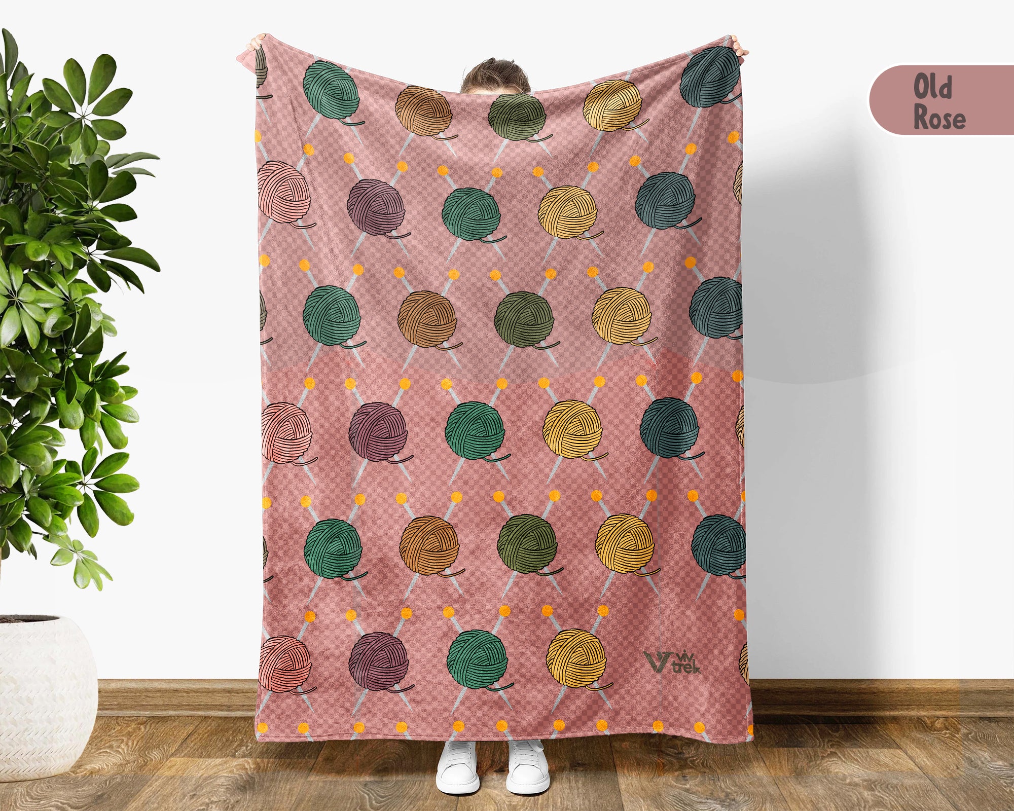 Retro Knitting Lover Blanket, Vintage Yarn Crochet Throw for Crafters, Cozy Needlework Gift and Home Accent
