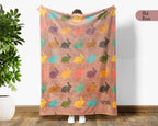Retro Rabbit Bunny Blanket Cozy Bunny Graphic Throw Fleece Blanket Cute Animal Lover Gift Unique Home Decor Idea for Bedroom Couch