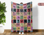 Pug Dog Blanket, Vintage Pug Lover Throw, Cozy Retro Dog Fleece Blanket, Unique Pet Lover Gift for Home and Kids