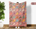 Retro Reindeer Blanket for Woodland Decor, Cozy Rustic Wildlife Throw Gift for Forest and Cabin Style Homes