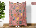 Retro Dancing Throw Cozy Ballet Blanket Soft Artistic Decor Unique Choreography Gift for Dancer Rooms