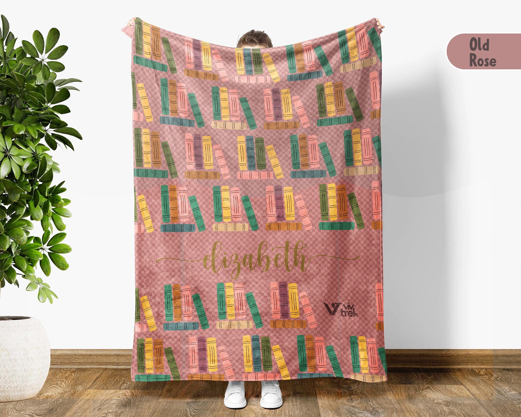 Custom Name Reading Blanket Retro Book Lover Throw Cozy Personalized Gift Soft Library Inspired Decor for Home