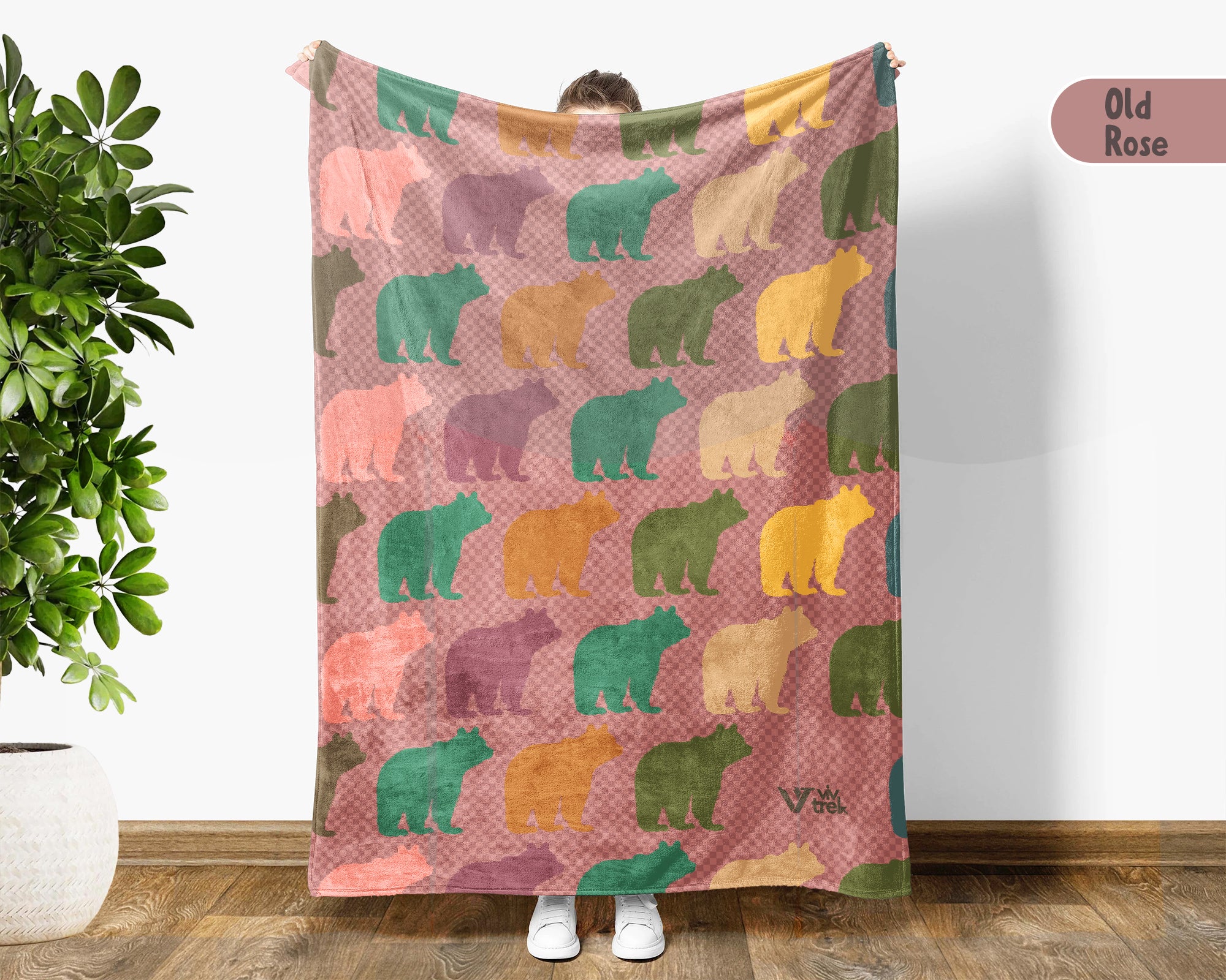 Retro Bear Lover Blanket Cozy Wild Animal Throw Vintage Style Bear Graphic Blanket Rustic Wildlife Gift Home Decor Idea for Couch Bedroom