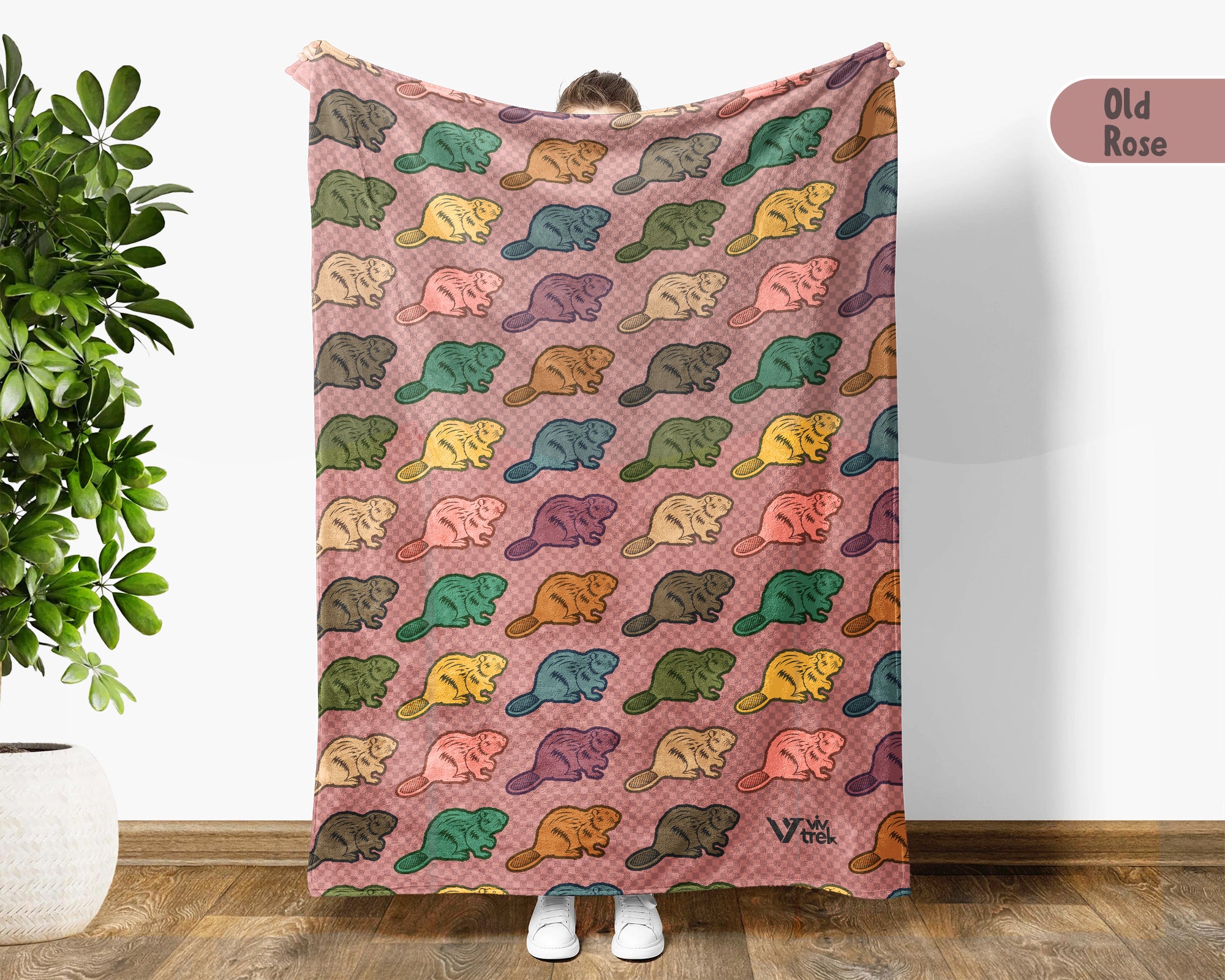 Retro Beaver Throw Blanket – Cozy Wildlife Gift for Nature Lovers