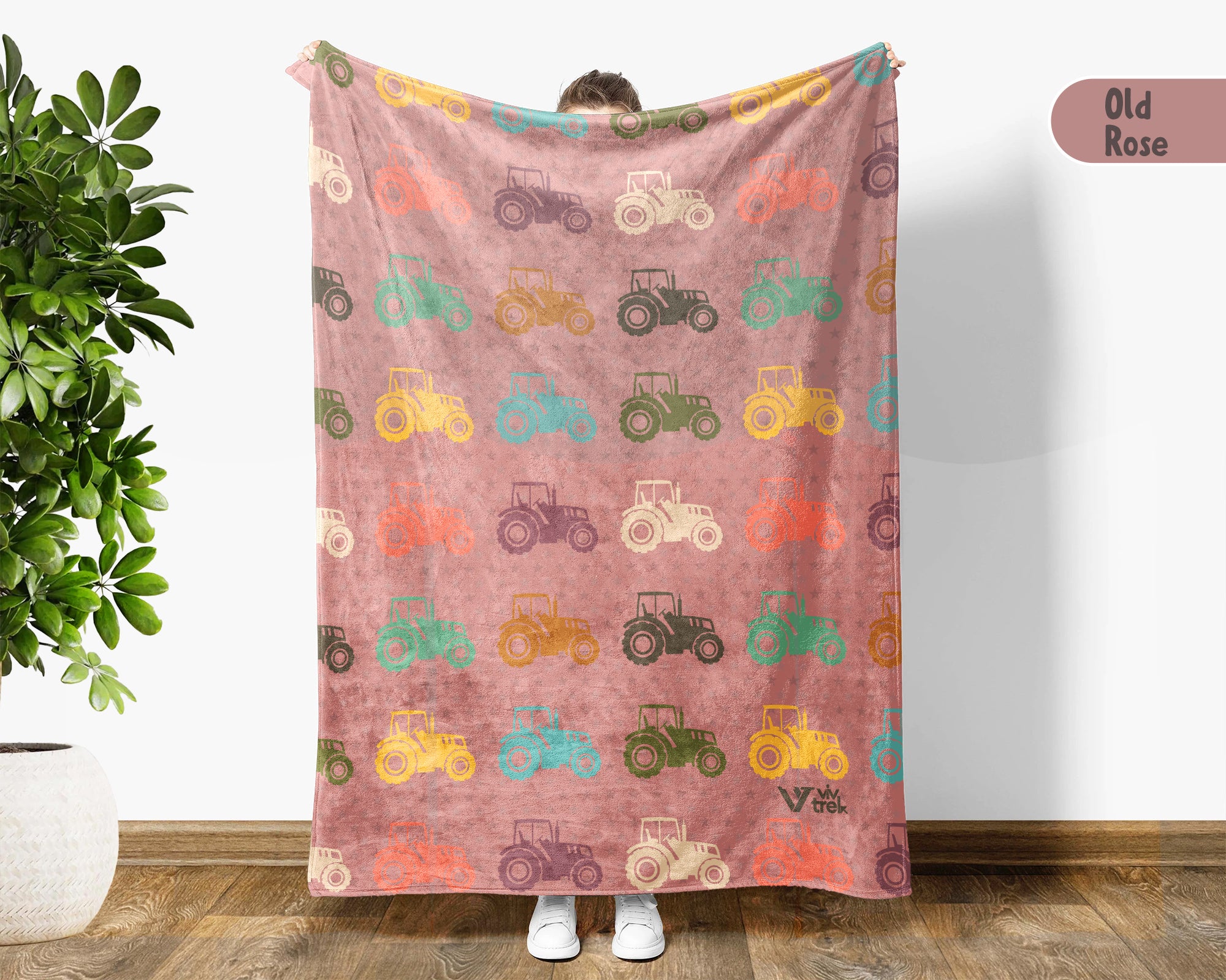 Retro Farming Blanket Gift for Country Lovers, Cozy Tractor Field Throw, Farmhouse Decor Accent for Bedroom and Living Spaces