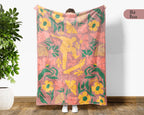 Personalized Name Skateboarding Floral Blanket, Custom Name Skater Throw, Cozy Cool Skateboard Gift for Skate Lovers