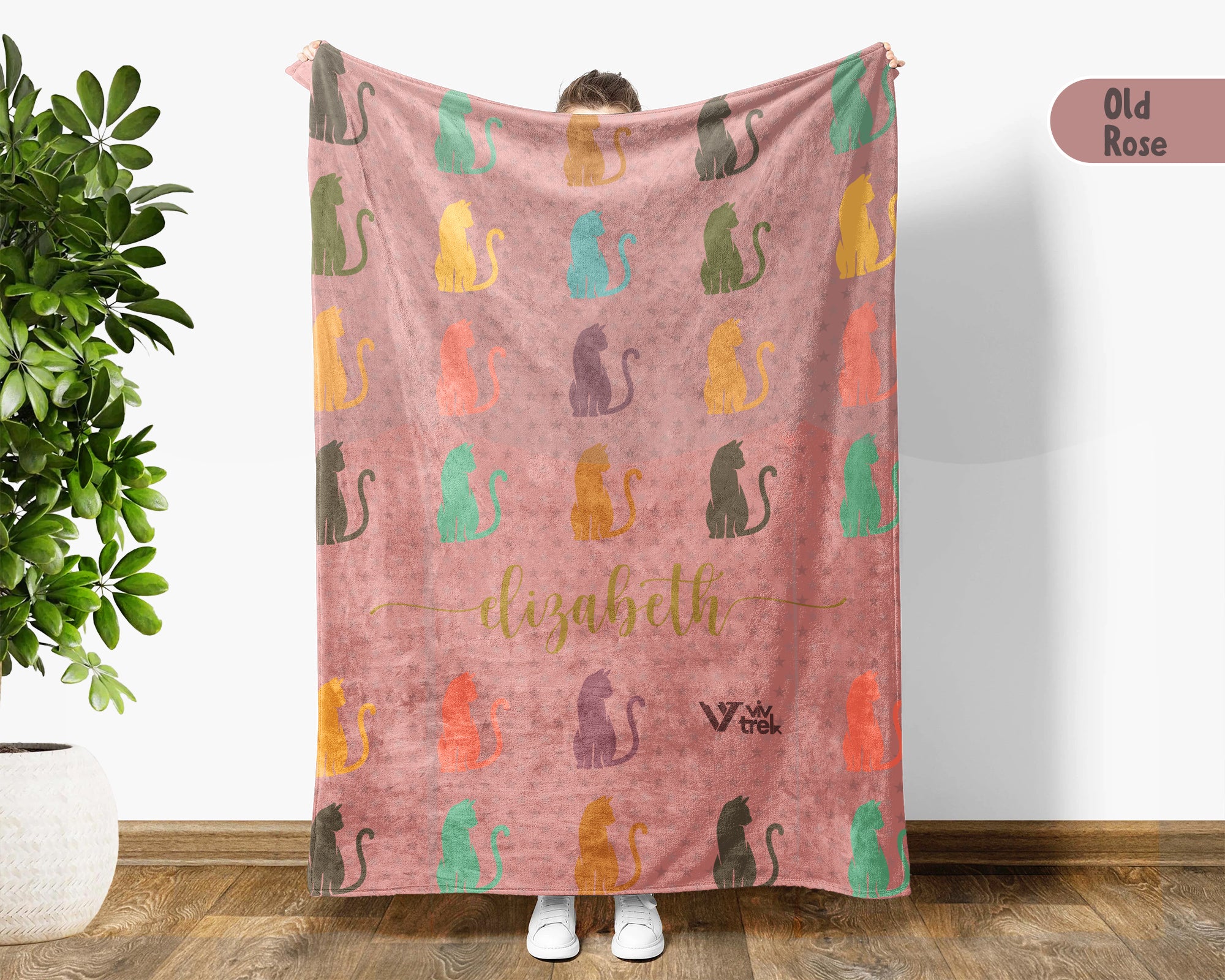 Personalized Cat Lover Blanket Custom Name Kitty Vintage Throw Cute Kitten Gift Cozy Feline Graphic Retro Pet Home Decor Soft Throw Sofa Bed