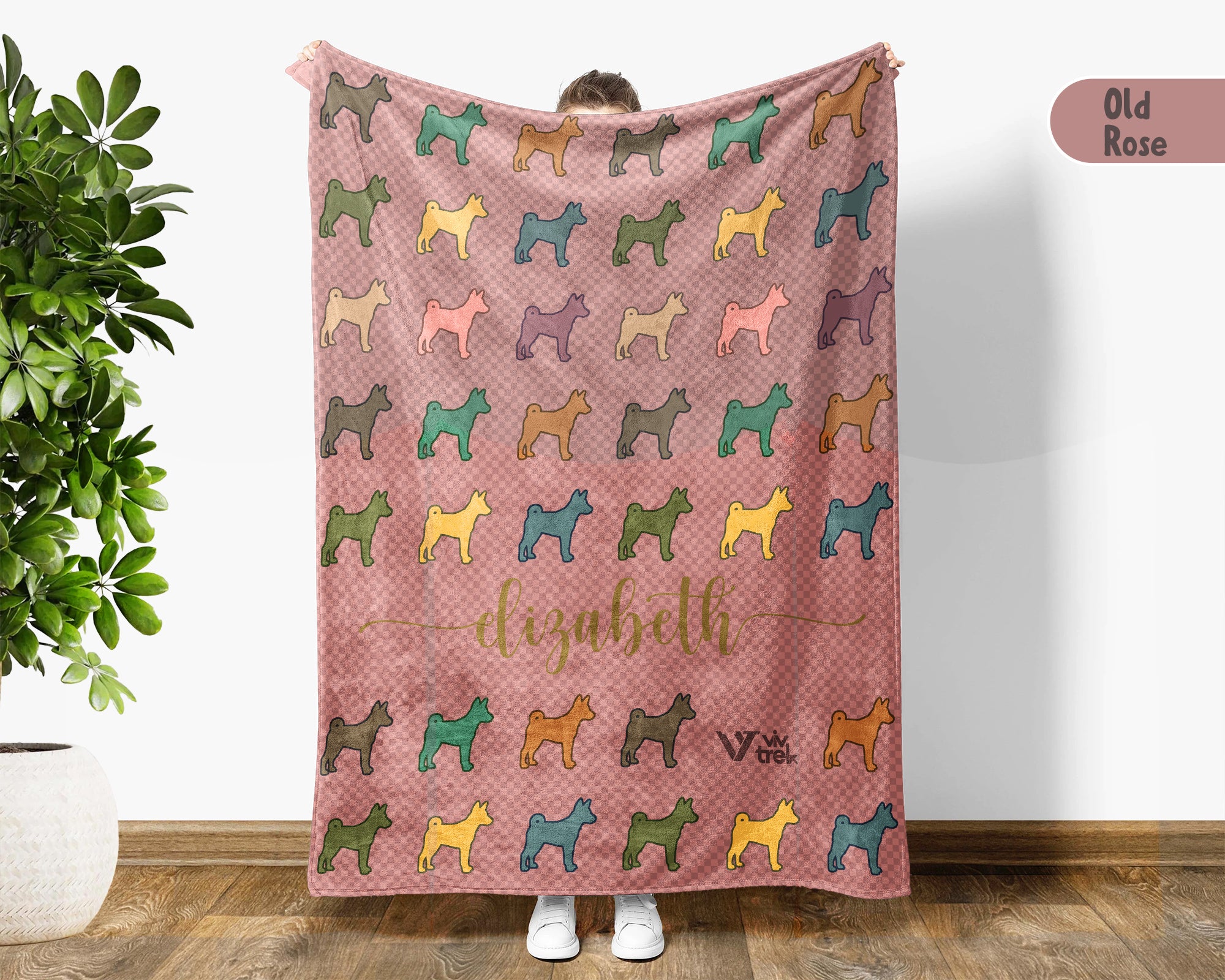 Personalized Basenji Dog Throw Custom Name Pet Lover Blanket Retro Breed Design Barkless Dog Gift Unique Cozy Home Accent