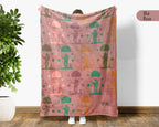 Retro Astronomy Blanket for Galaxy Lovers, Cozy Space Throw with Planet Rocket and Astronaut Theme Decor