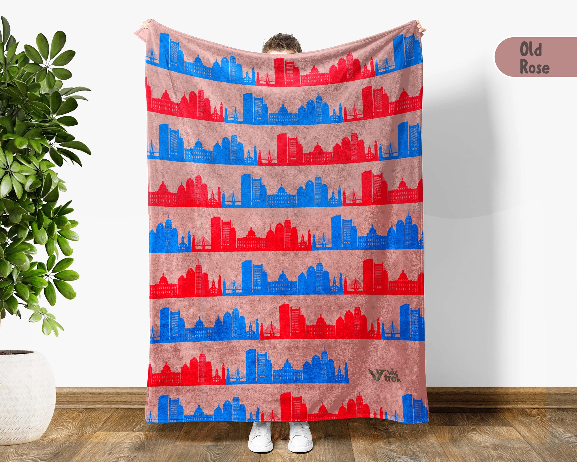 Retro Boston City Map Blanket Throw, Cozy New England Decor, Historic Cityscape Design, Massachusetts Pride Gift Blanket
