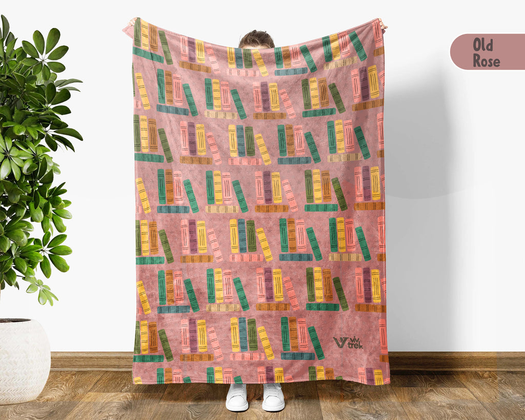 Retro Reading Lover Blanket Cozy Book Throw for Readers Soft Fleece Library Inspired Decor Unique Bookworm Gift