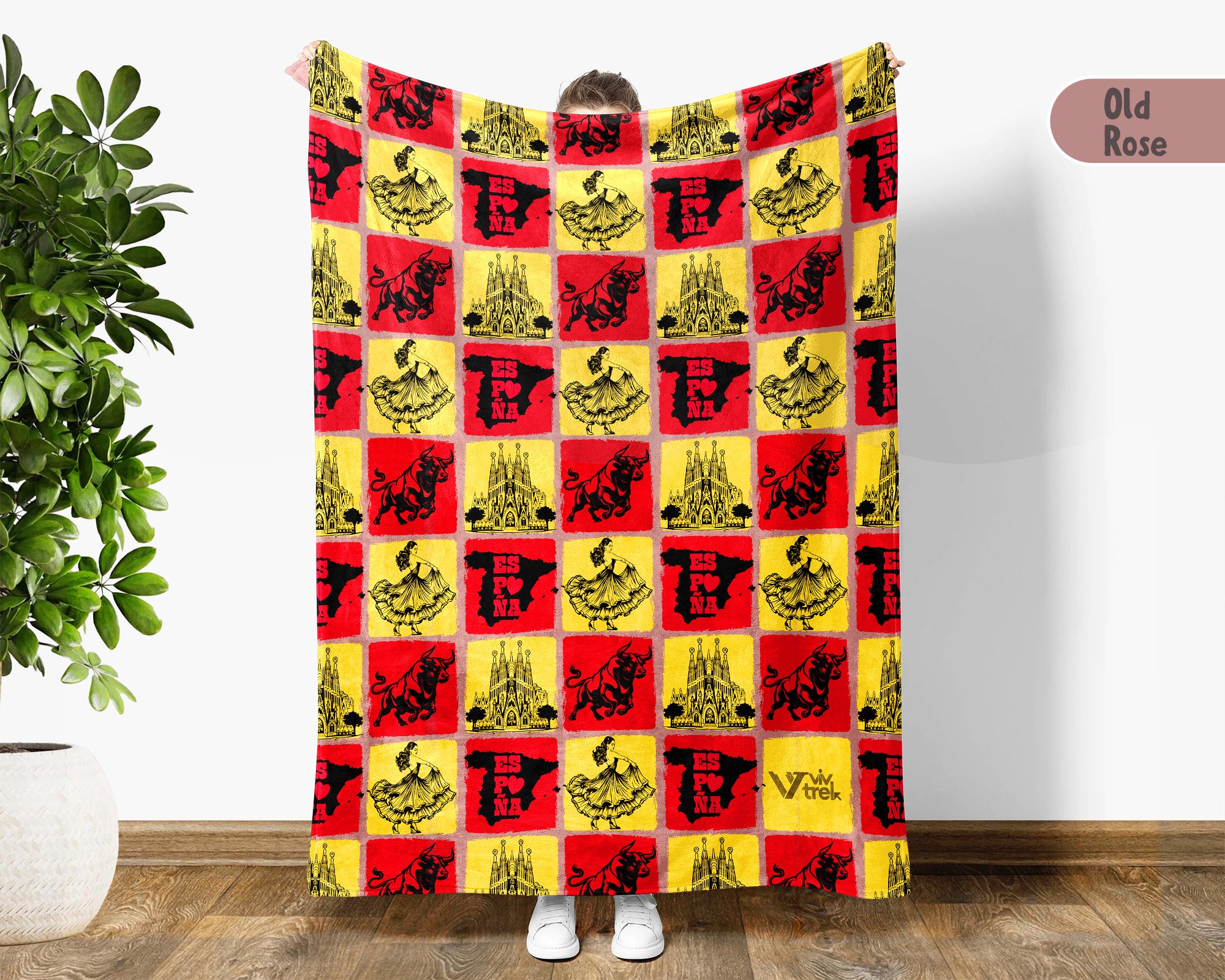 Spain Heritage Blanket Throw with España Flag Design, Cozy Barcelona Madrid Inspired Decor, Europe Travel Lover Gift Blanket