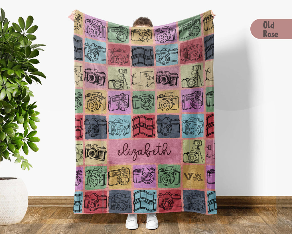 Personalized Photography Blanket Cozy Custom Name Throw Soft Camera Lover Decor Unique Photographer Gift for Home