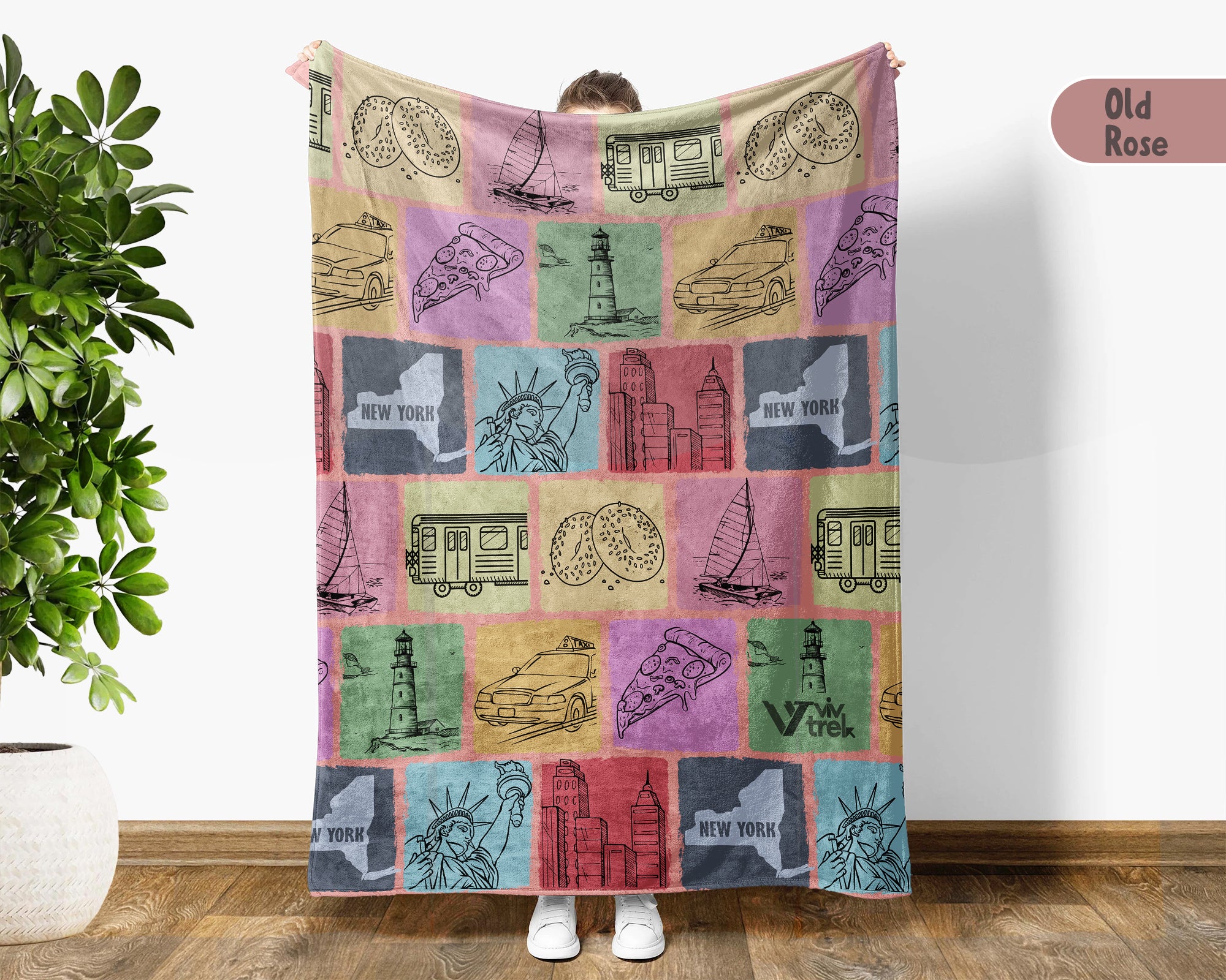 Retro New York State Blanket, 4th of July Patriotic Cozy Throw, Vintage NY Lover Fleece, Empire State Inspired American Home Gift