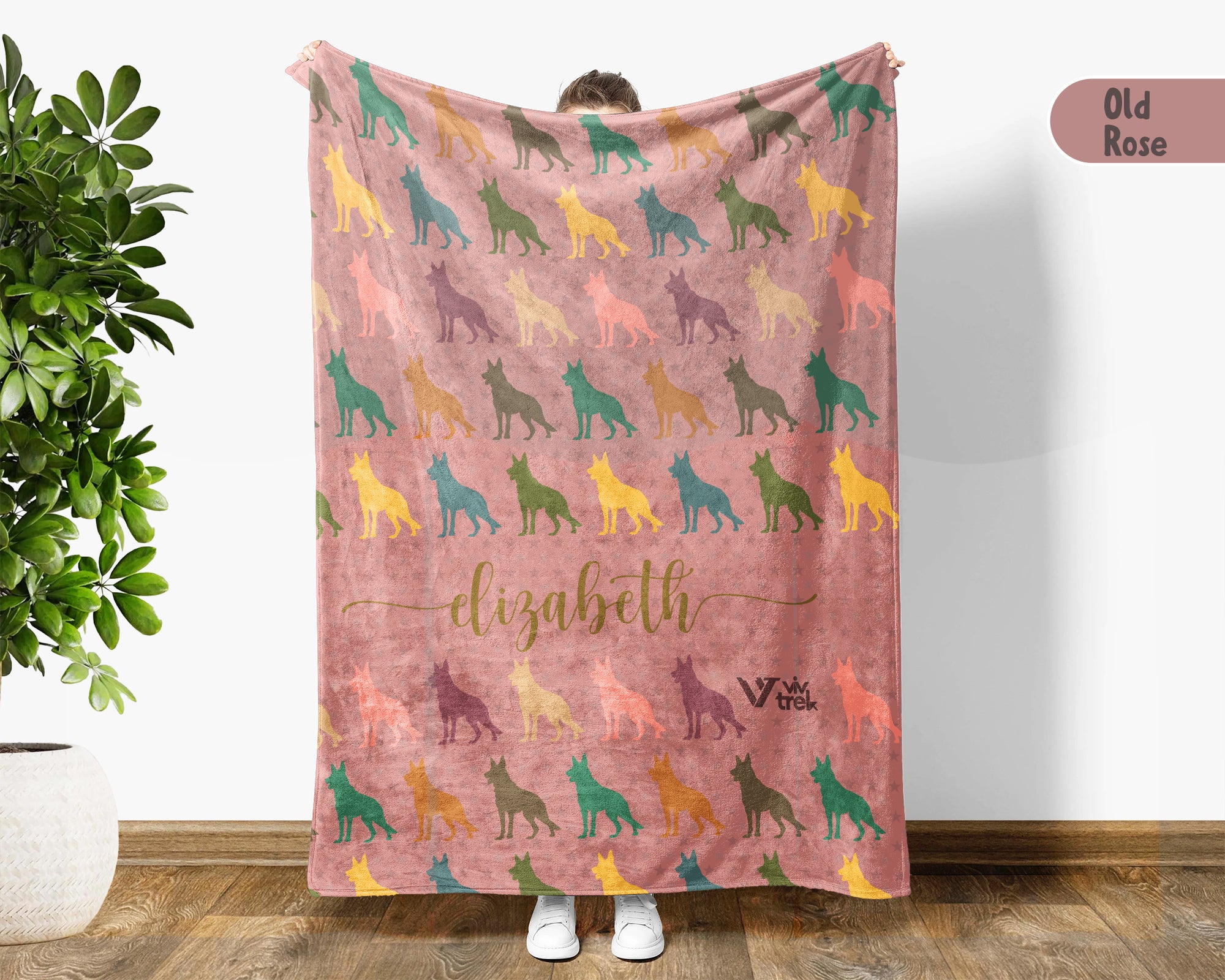 Personalized Dog Throw – Custom Name Cozy German Shepherd Name Blanket