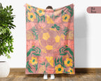 Custom Name Soccer Floral Blanket, Personalized Football Fan Throw, Cozy Sports Gift for Players and Soccer Lovers Room Decor