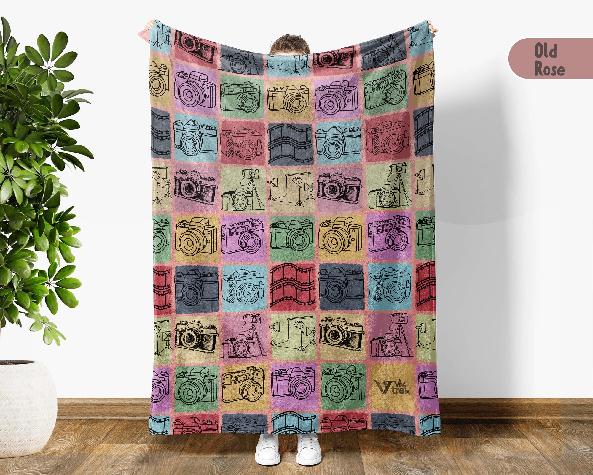 Vintage Photography Gift Blanket Cozy Camera Lover Throw Soft Graphic Decor Unique Photographer Gift for Creative Home