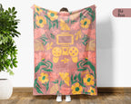 Floral Personalized Name Video Gaming Blanket with Custom Name, Cozy Floral Gamer Throw for Kids Teens Adults, Birthday Gift for Boys & Girls