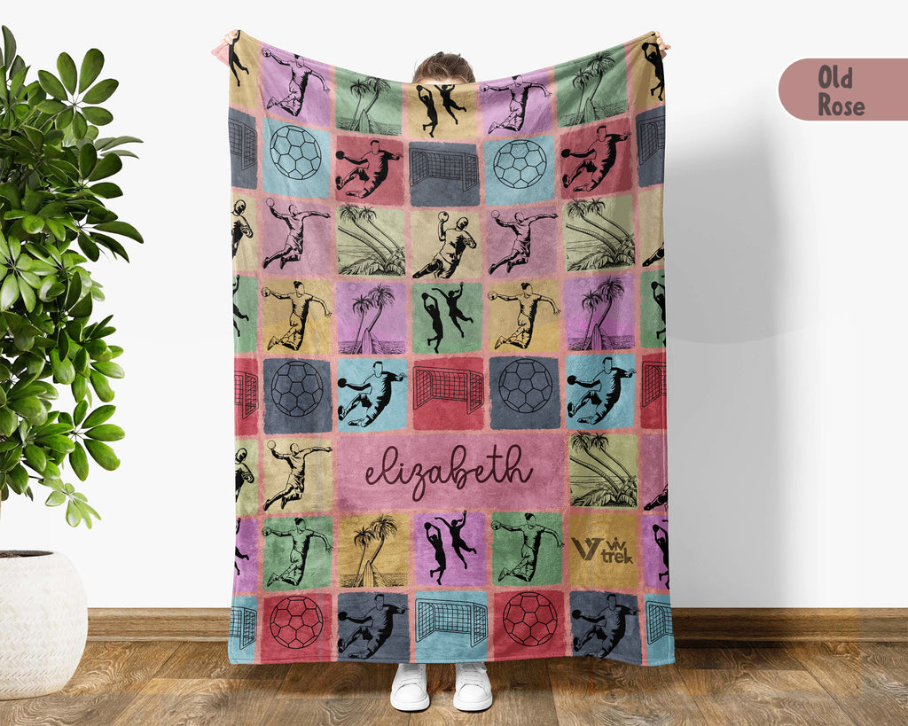 Personalized Handball Blanket Custom Name Sport Throw Cozy Athletic Decor Unique Gift for Player Fan Team Spirit Home Accent