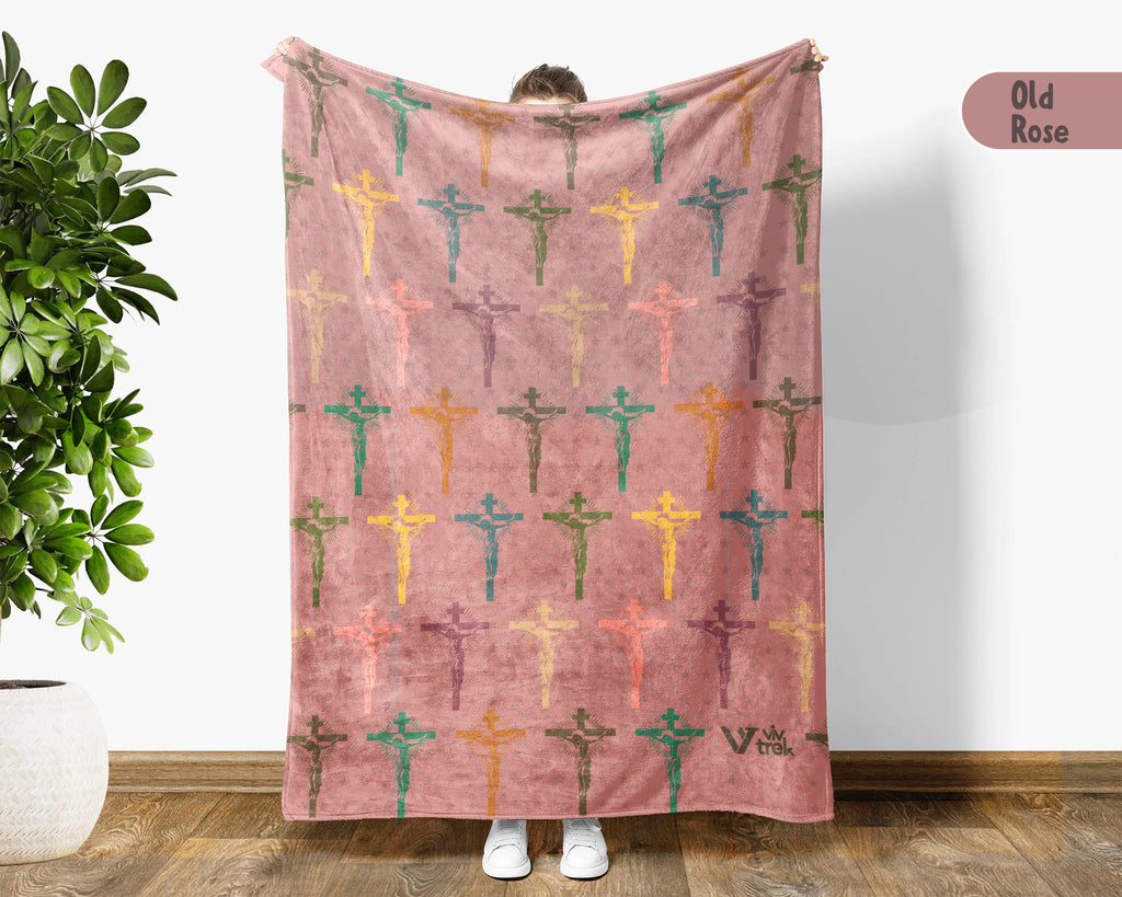 Retro Christian Faith Blanket, Jesus Lover Throw, Inspirational Religious Cozy Blanket, Bible Verse Home Decor Gift for Family