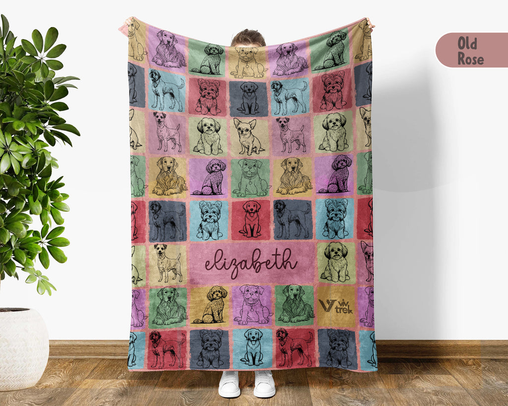 Personalized Name Dog Blanket – Cozy Vintage Throw for Dog Lovers