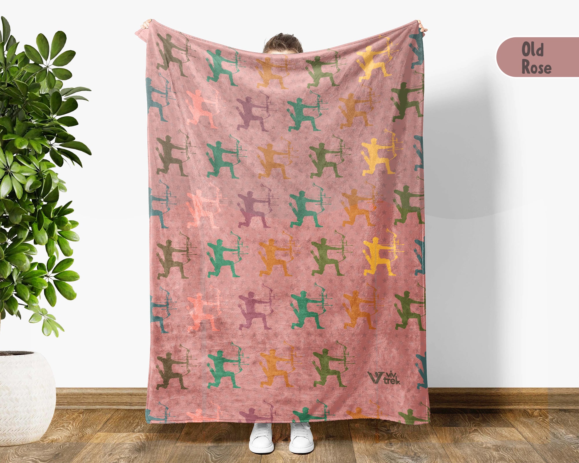 Retro Archery Throw Cozy Bowman Blanket Soft Outdoor Sports Decor Unique Bow Lover Gift for Rustic Home Style
