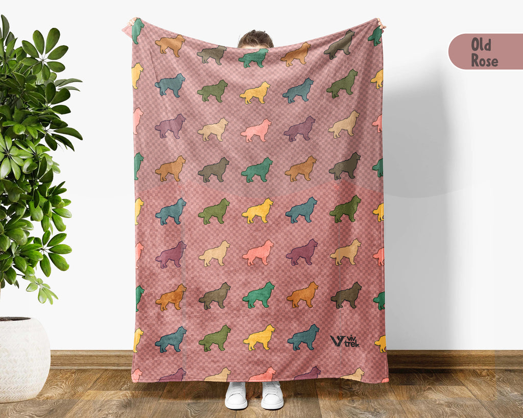 Retro Australian Shepherd Blanket for Pet Lovers, Cozy Blue Red Merle Dog Throw with Rustic Breed Decor Style