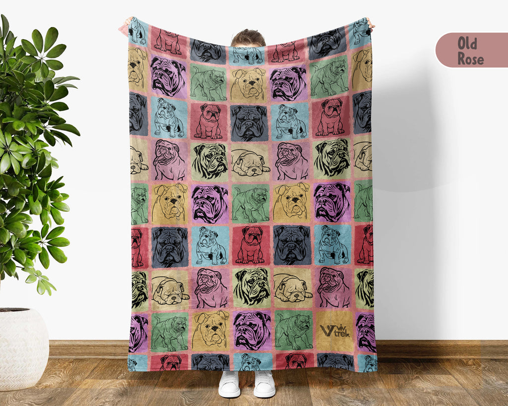 Vintage Bulldog Blanket – Easily Distracted Dog Lover Throw Gift