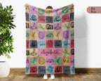 Personalized Name Classic Car Blanket, Retro Automotive Throw, Cozy Mechanic Gift Decor for Garage and Home Spaces