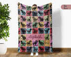 Custom T-Rex Blanket Personalized Name Retro Dino Throw Cozy Tyrannosaurus Decor Unique Prehistoric Gift Fun Room Accent