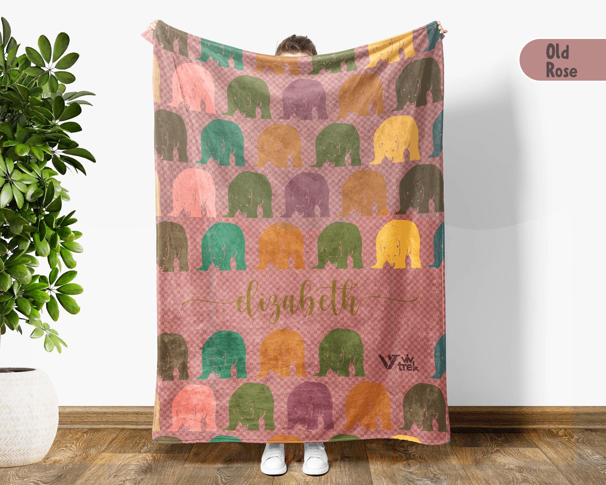 Personalized Polar Bear Blanket with Custom Name Vintage Arctic Animal Throw Cozy Winter Gift Wildlife Lover Home Decor