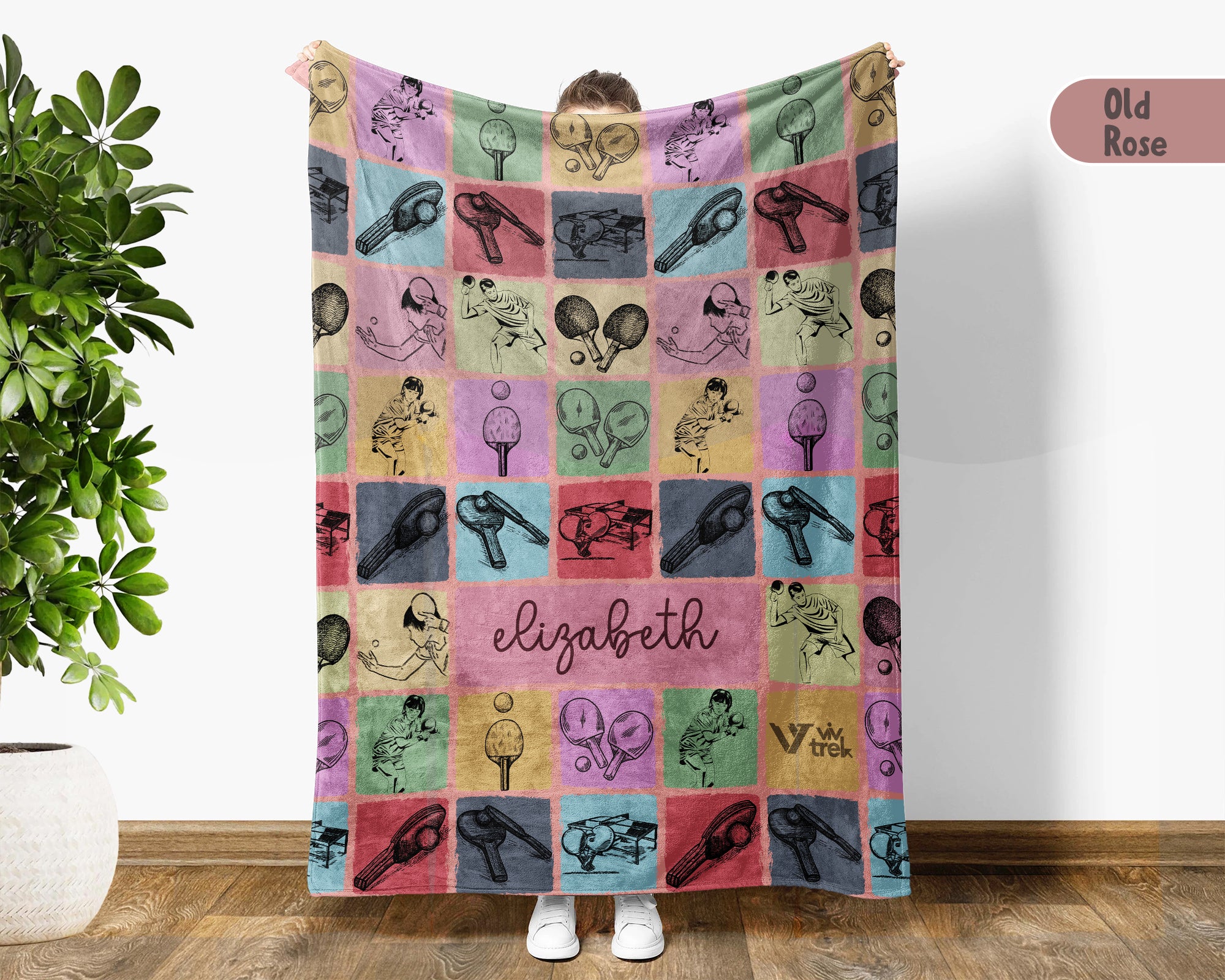 Personalized Table Tennis Blanket Cozy Custom Name Throw Soft Ping Pong Sports Decor Unique Gift for Fans
