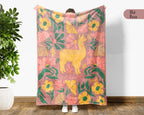 Personalized Llama Alpaca Floral Blanket, Custom Name Cute Animal Throw, Cozy Funny Farm Animal Gift for Animal Lovers