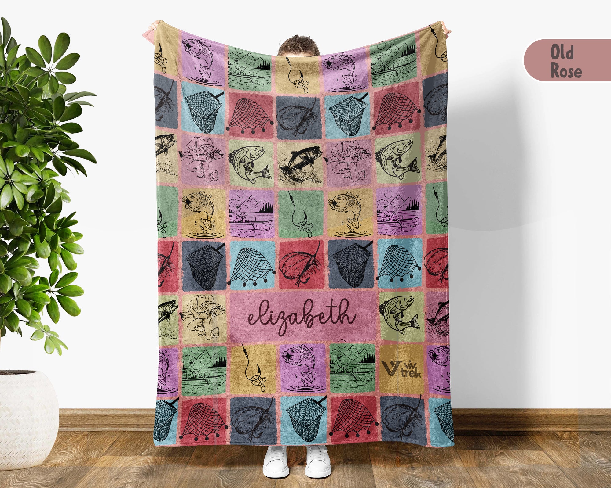 Personalized Fishing Blanket, Custom Angler Throw, Cozy Outdoor Gift Decor for Fishermen and Lake House Spaces